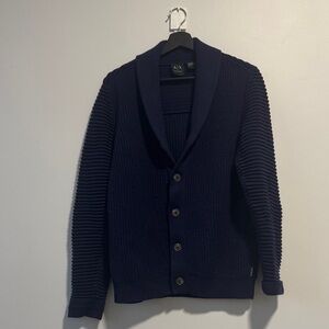 A/X Armani Exchange Men's Dark Navy Shawl Collar Button-Front Cardigan